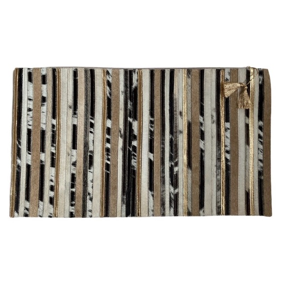 Callisto Home Metallic Leather Patchwork Oblong Cow Hide Pillow Cover NWOT - Picture 1 of 6